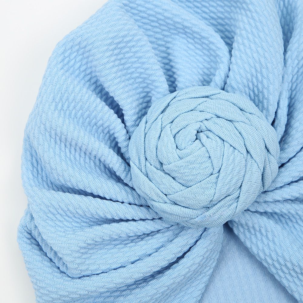 Turban Waffelpiqué geflochtener Knoten blau