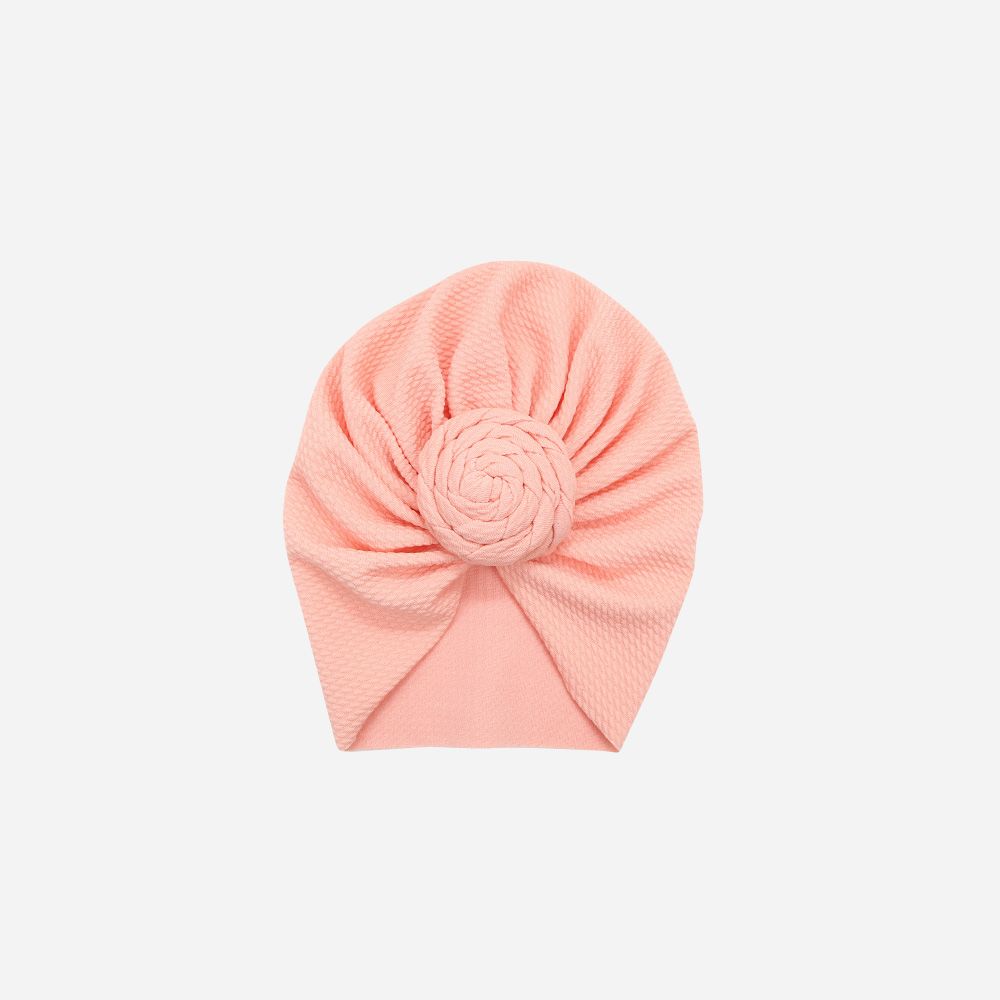 Turban Waffelpiqué geflochtener Knoten altrosa