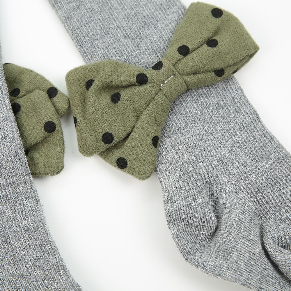 Strumpfhose gepunkt. Schleife grau