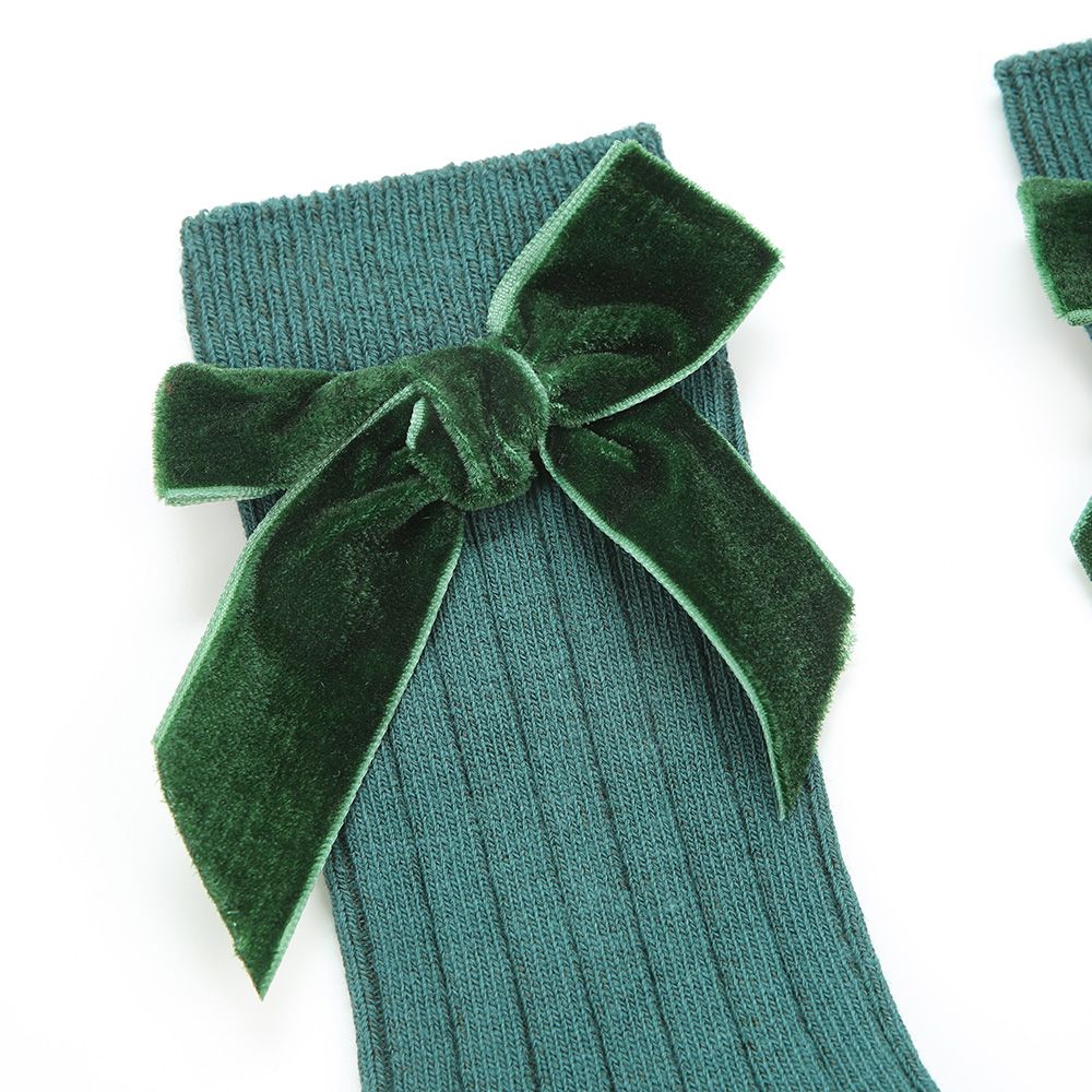 Strümpfe Samtschleife grün