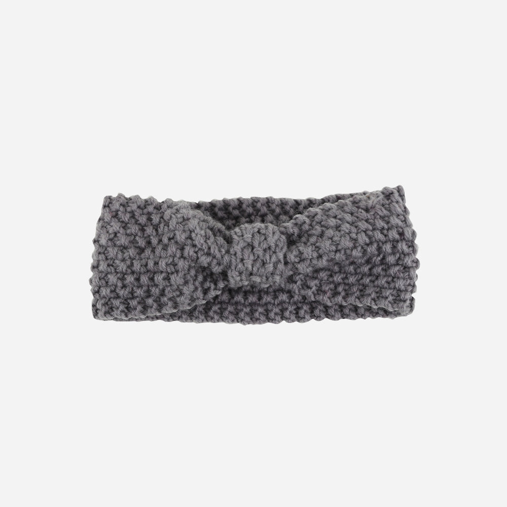 Strickstirnband Knoten grau