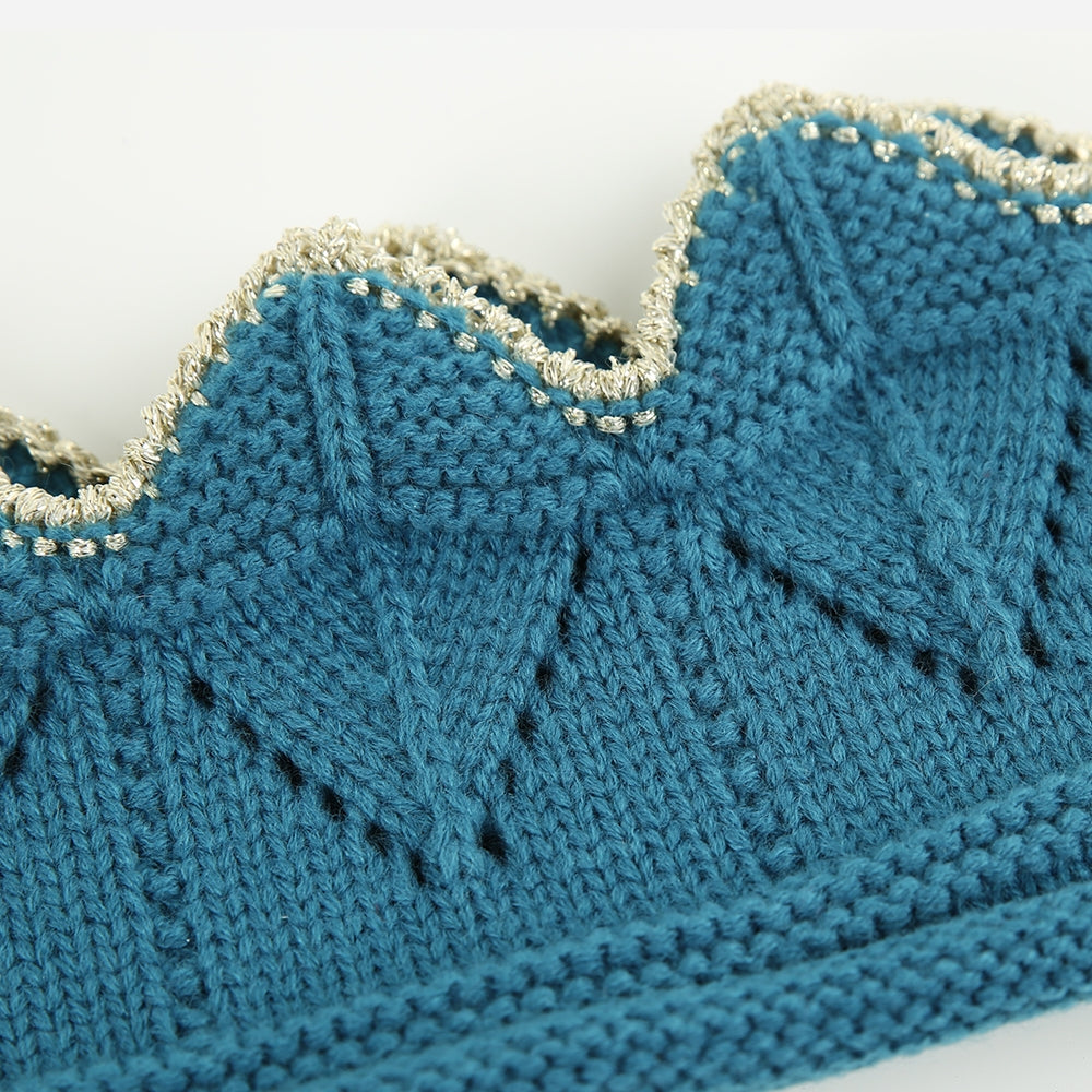 Wollstirnband Glitzerkrone türkis