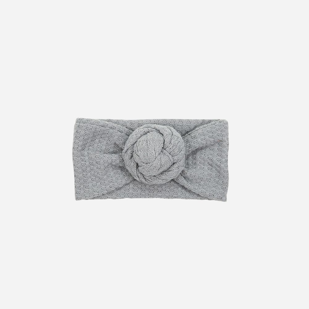 Stirnband Raffungen+Knoten grau