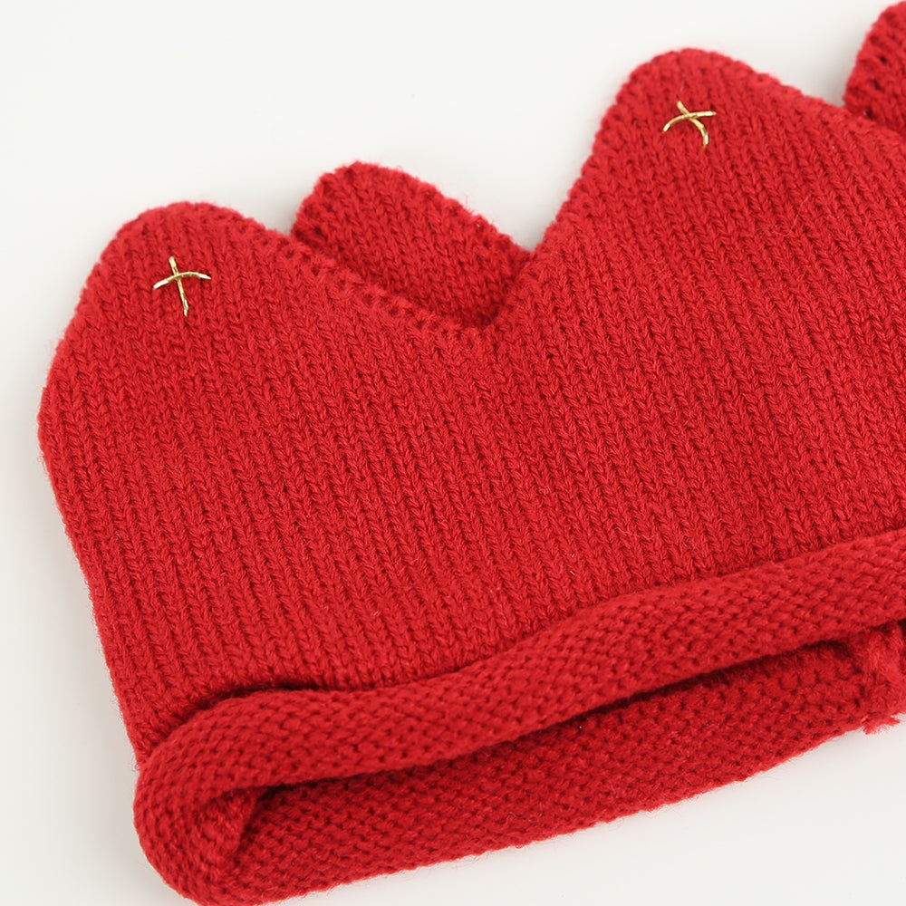 Wollstirnband Krone rot