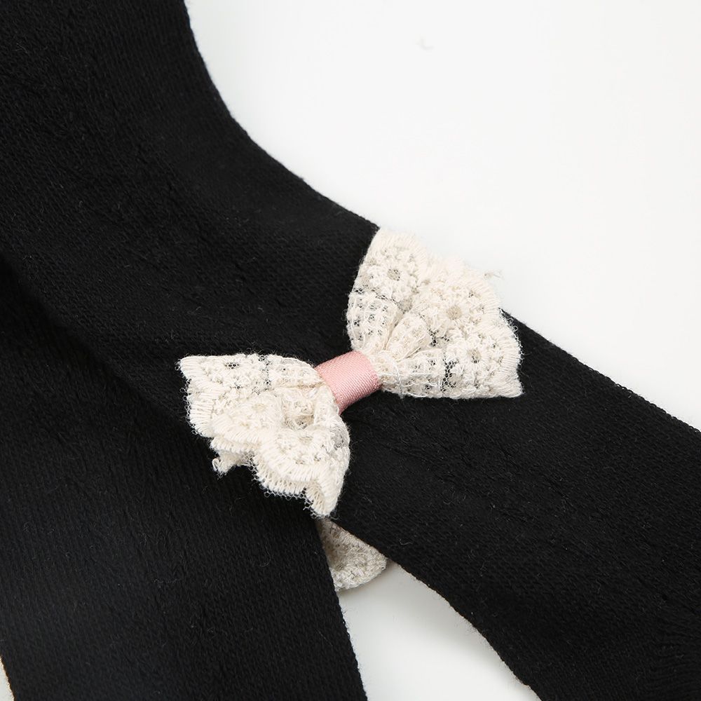 Strumpfhose Lochmuster Spitzenschleife schwarz