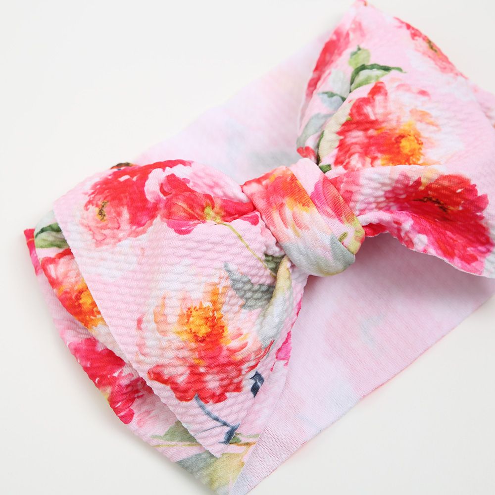 Stirnband Waffelpiqué Schleife Blumen II