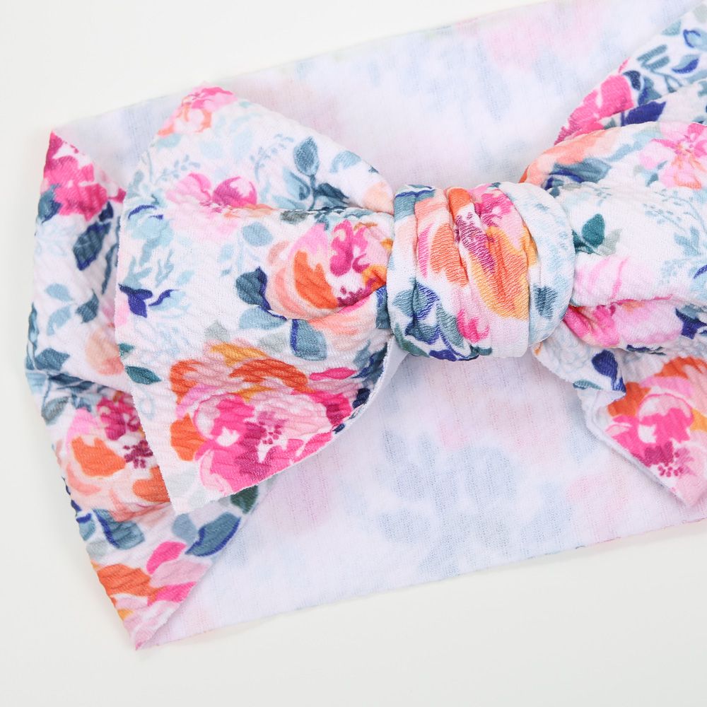 Stirnband Waffelpiqué Schleife Blumen III