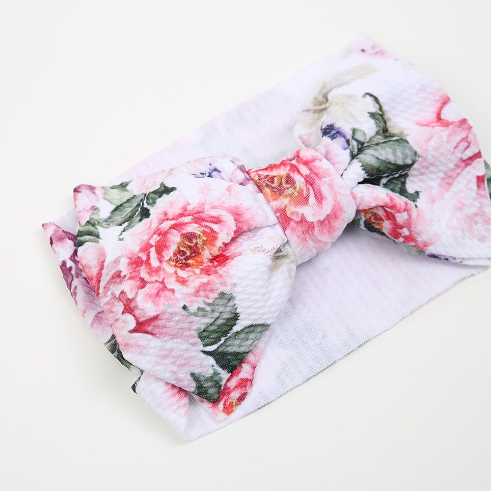 Stirnband Waffelpiqué Schleife Blumen IV