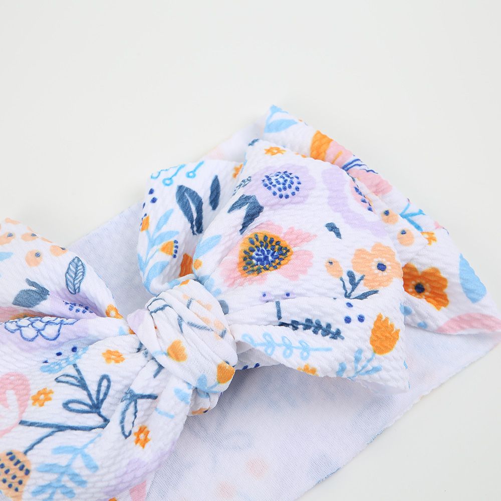 Stirnband Waffelpiqué Schleife Blumen XII