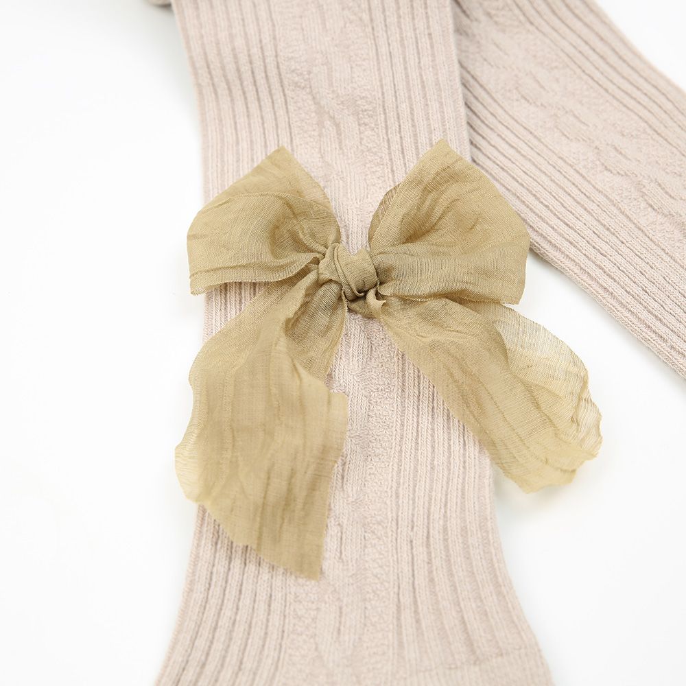 Strumpfhose Zopfmuster Tüllschleife beige