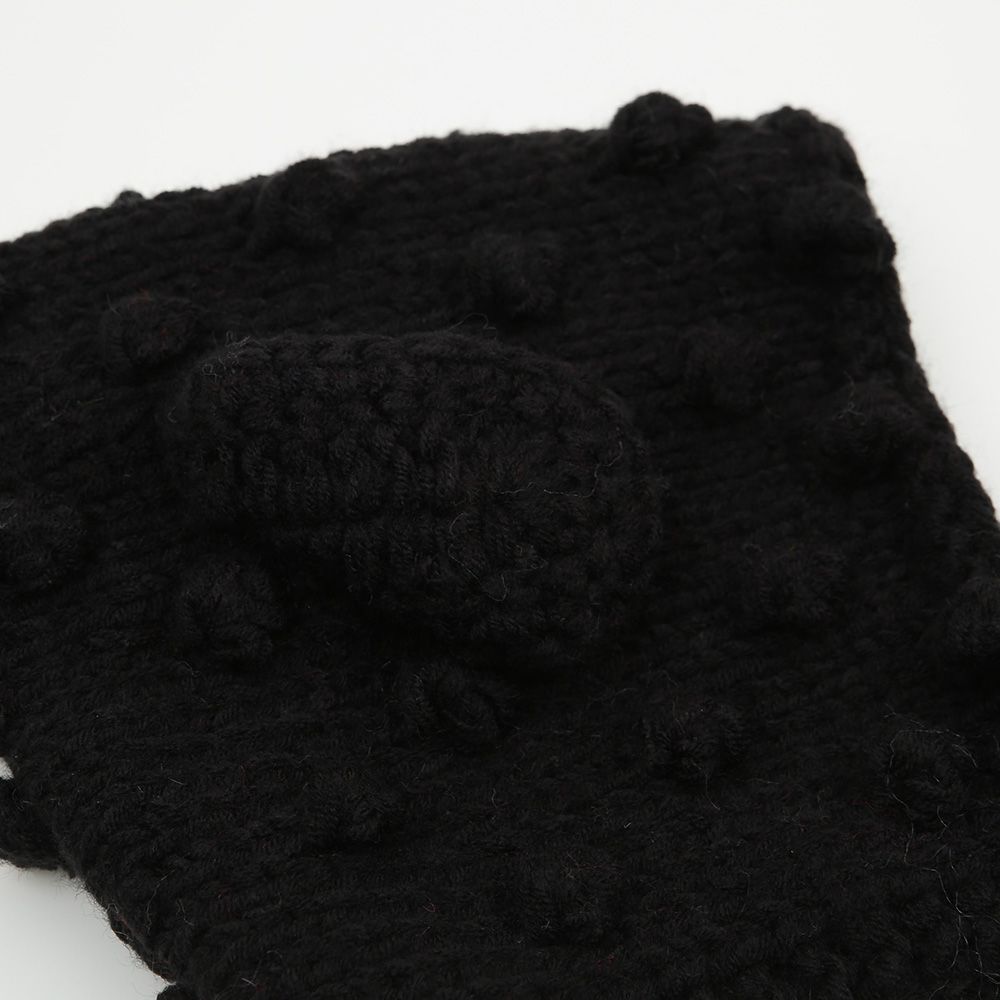 Strickhaube Pompoms schwarz