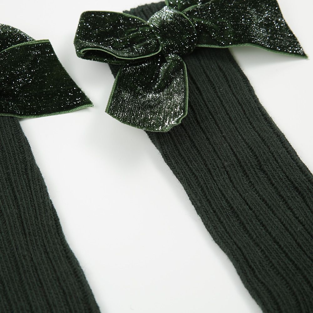 Strümpfe Samtschleife Glitzer grün