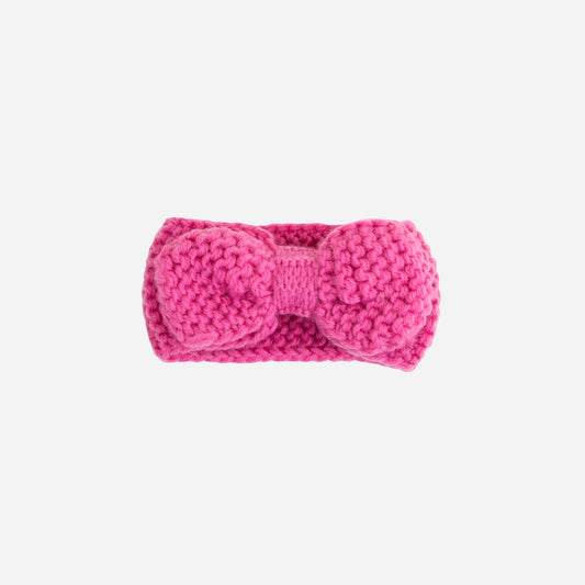 Strickstirnband Schleife pink