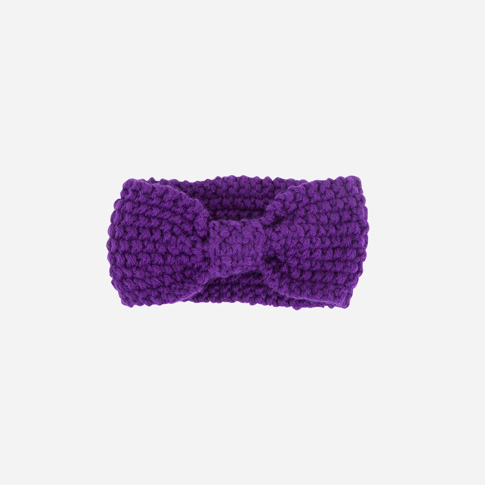 Strickstirnband Knoten violett