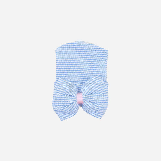 Newbornmütze Bow blau gestreift