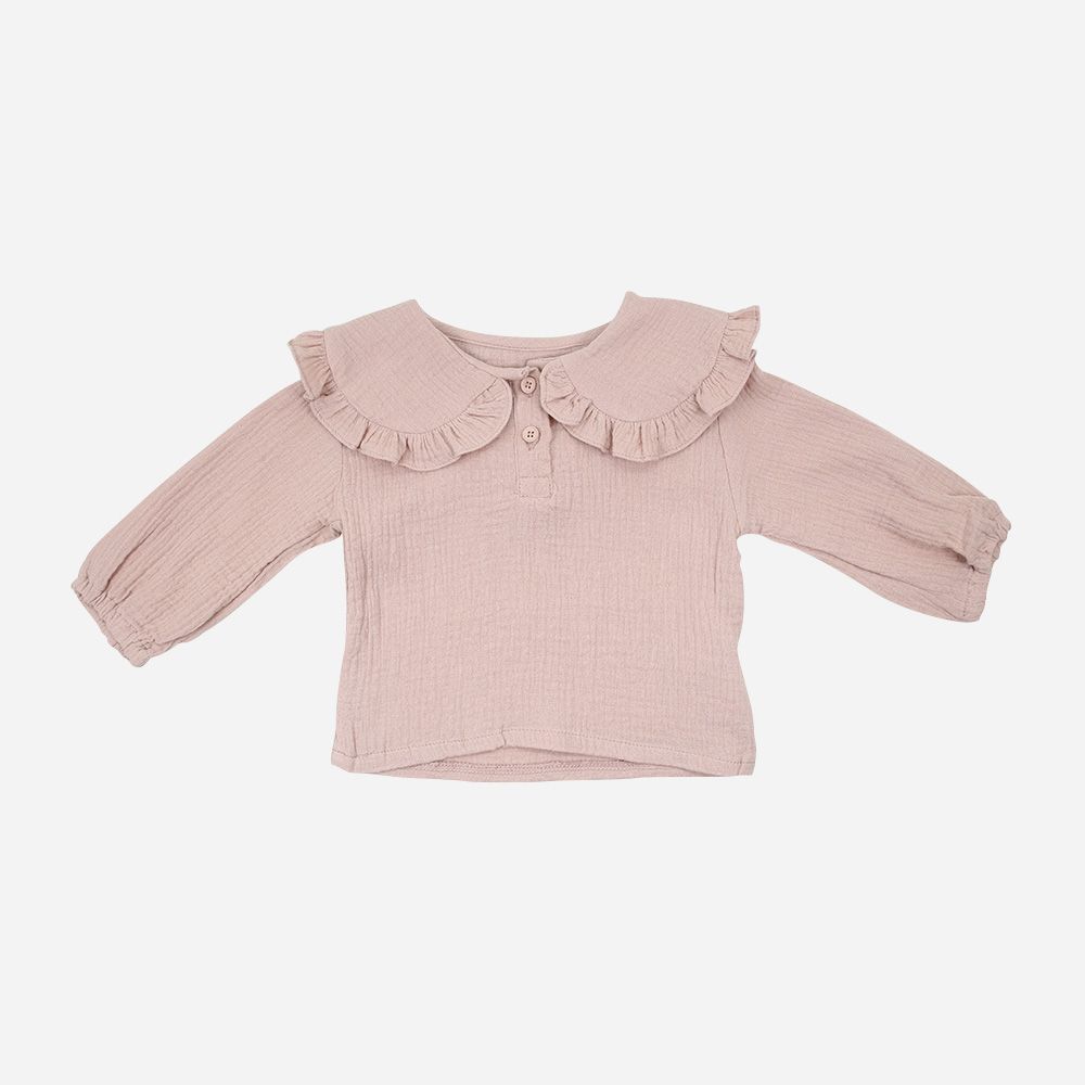 Bluse Musselin Volantkragen altrosa